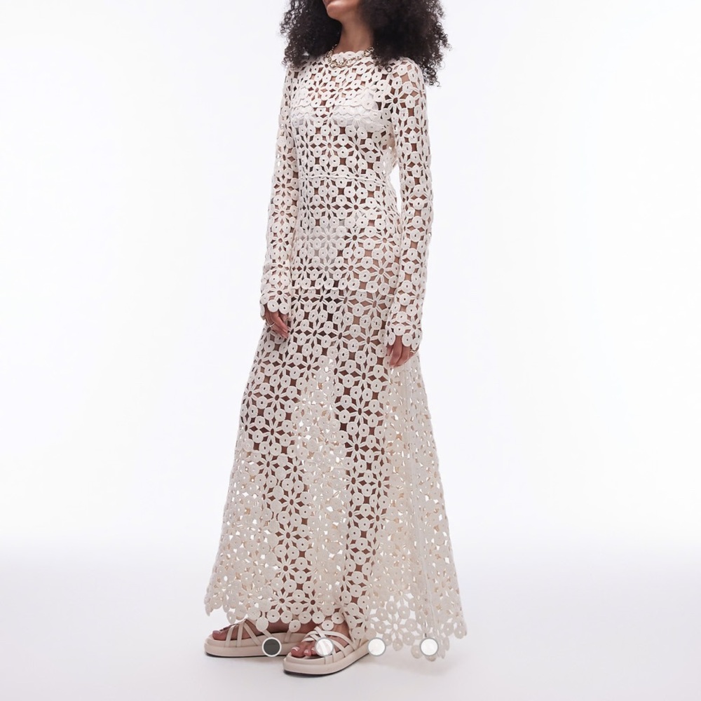 Topshop Cream Floral Lace Maxi Skirt